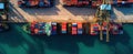 The bustling container ship docked at a busy port with colorful cargo..AI generated image Royalty Free Stock Photo