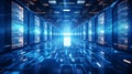 A bustling data center with rows of servers, showcasing the vast amount of information stored and processed in today