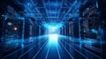 A bustling data center with rows of servers, showcasing the vast amount of information stored and processed in today