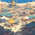 Bustling Desert Market - Exotic Vibes and Colorful Tents Royalty Free Stock Photo