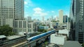 The bustling downtown Bangkok with Skytrain