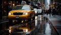 Bustling downtown new york city street with yellow cabs in motion blur 16k super quality