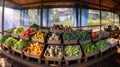 Bustling Farmers Market Stall with Fresh Vegetables