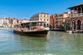 Bustling Grand Canal with Vaporetto in Sunny Venice Royalty Free Stock Photo