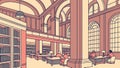 Bustling Historic Train Station Interior with Passengers, vector design Generative AI Royalty Free Stock Photo