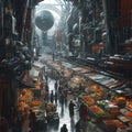 Vibrant Futuristic Marketplace