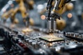 Robotic arms expertly assembling components in a modern manufacturing facility Royalty Free Stock Photo