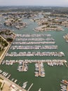 Bustling marina is full of a variety of boats along the shore. Port Le Grau-Du-Roi, France.