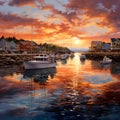 Bustling Marina at Sunset