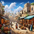 Bustling Marketplace in Jerusalem& x27;s Historic Core