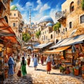 Bustling Marketplace in Jerusalem