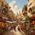 Bustling Marketplace in Jerusalem