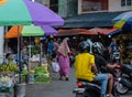 A bustling morning at a traditional Indonesian market