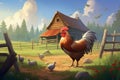 Bustling Rooster farm. Generate Ai