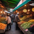 A bustling street market in a foreign land, with exotic fruits and spices, showcasing a vibrant and diverse culture3