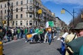 Bustling street parade with a big crowd gathered in New York, United States