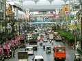 Bustling street scene in Bangkok, Thailand Royalty Free Stock Photo