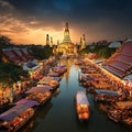 Bustling streets of Bangkok with a mix of spirituality and gastronomy