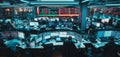 The bustling trading floor filled with active financial professionals and technology. AI generated image Royalty Free Stock Photo