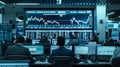 In the bustling trading room, brokers monitored a large screen displaying stock charts and market indices, AI generated