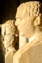 Busts in the Stoa of Attalos building at the Ancient Agora in Athens, Greece Royalty Free Stock Photo