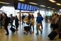 Busy airport interior Royalty Free Stock Photo