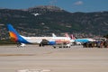 Busy airport scene on a sunny saturday at Split airport Royalty Free Stock Photo