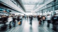 Busy airport terminal. Rushing people in train station depot. Abstract movement and transportation. Metro.