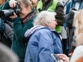 Busy atmosphere at a protest as determined Swiss seniors Royalty Free Stock Photo