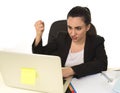 Busy attractive woman in business suit working in stress desperate overwhelmed Royalty Free Stock Photo