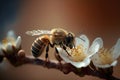 The Busy Bees of Manuka: A Close-Up Look at Honey Collection. Generative Ai