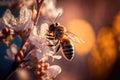 The Busy Bees of Manuka: A Close-Up Look at Honey Collection. Generative Ai