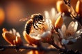 The Busy Bees of Manuka: A Close-Up Look at Honey Collection. Generative Ai