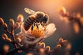 The Busy Bees of Manuka: A Close-Up Look at Honey Collection. Generative Ai