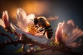 The Busy Bees of Manuka: A Close-Up Look at Honey Collection. Generative Ai