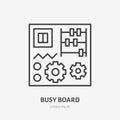 Busy board flat logo, early development baby toy line icon. Montessori education vector illustration. Sign for kids shop