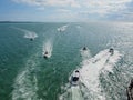 Powerboats in Biscayne Bay, Florida.