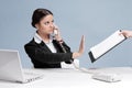 Busy business woman talking by phone Royalty Free Stock Photo