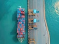 Busy Cargo Port with Container Ship Loading