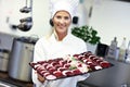 Busy chef at work in the restaurant kitchen Royalty Free Stock Photo