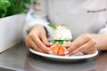 Busy chef at work in the restaurant kitchen Royalty Free Stock Photo