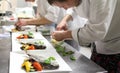 Busy chefs at work in the restaurant kitchen Royalty Free Stock Photo