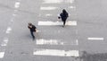 Busy city blur people move to pedestrian crosswalk on busine