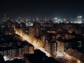 Busy city skyline at night