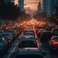 a busy city street filled with traffic at night Royalty Free Stock Photo