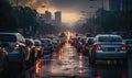 Busy City Street With Heavy Traffic Royalty Free Stock Photo