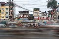 Busy city street with large traffic in Hanoi