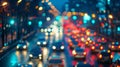 Busy city street night traffic Royalty Free Stock Photo