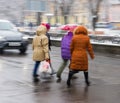 Busy city street people on zebra crossing Royalty Free Stock Photo