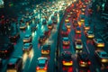 A busy city street teeming with non-stop movement as vehicles navigate through heavy traffic, Abstract representation of Royalty Free Stock Photo